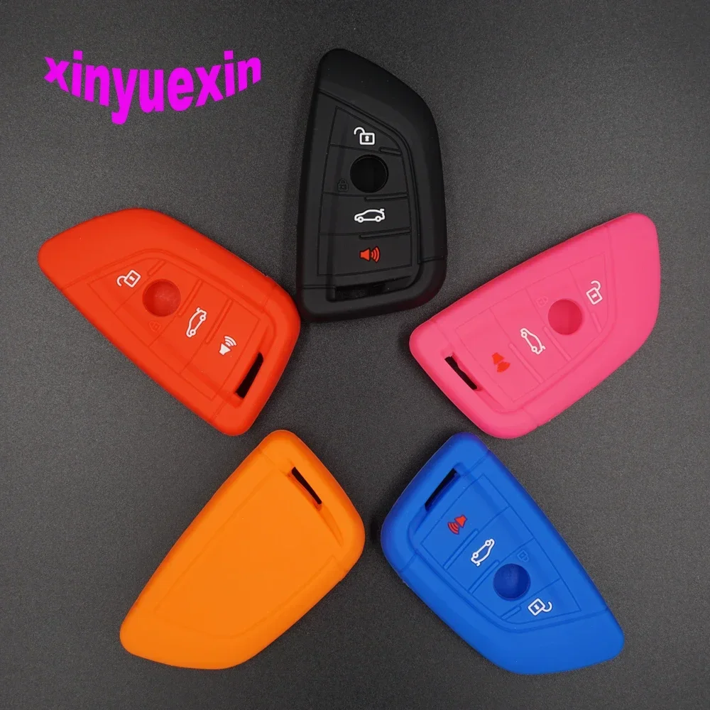 Xinyuexin Silicone Car Key Cover Case For BMW 2016 2017 X1 F48 X3 X4 X5 X6 Smart Remote Key Jacket Case Keychain Car-stying