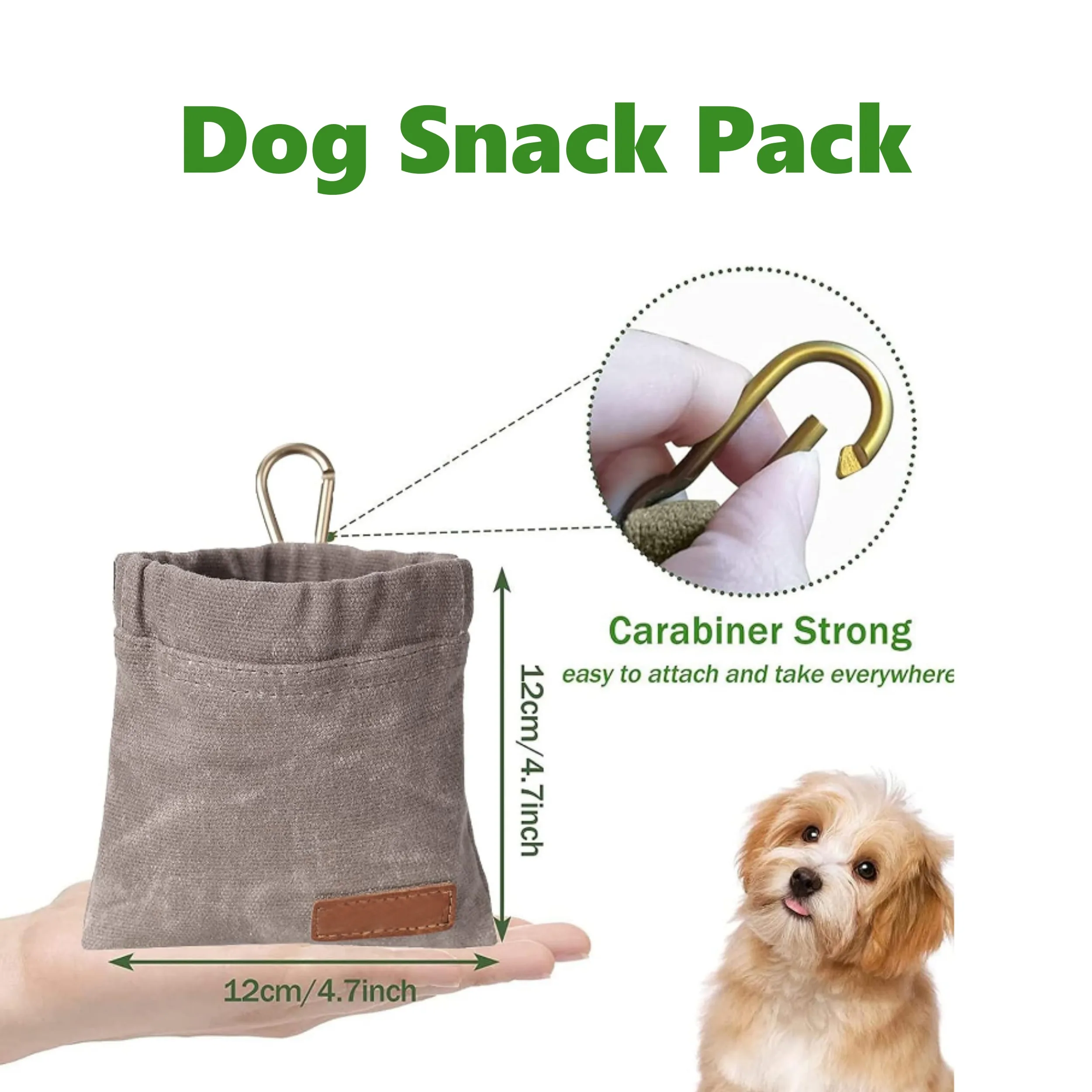 

Canvas Treat Bags for Dogs With Carabiner Hands Free Walking Waterproof Dog Treat Pouch Small Dogs Training Food Reward Bag