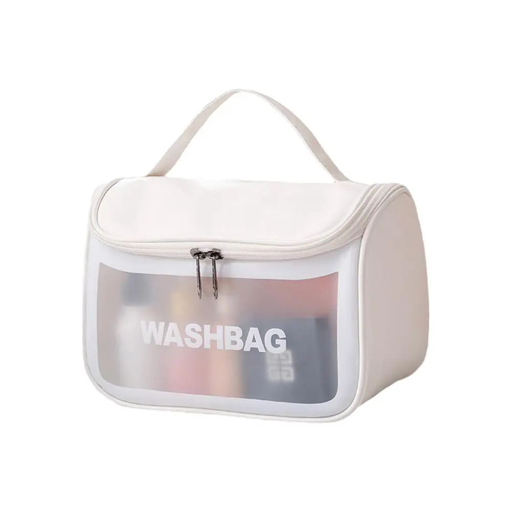 Wasserdichte pu pvc reisetaschen transparenter wasch beutel gefrostet großer beutel tragbarer griff speicher kapazität kosmetik koffer machen j6d4