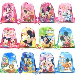 High Quality 34cmx27cm Drawstring Bag Minnie Mouse Child Travel School Bag Fabrics Backpack Women Shopping Non-woven Bag Supply