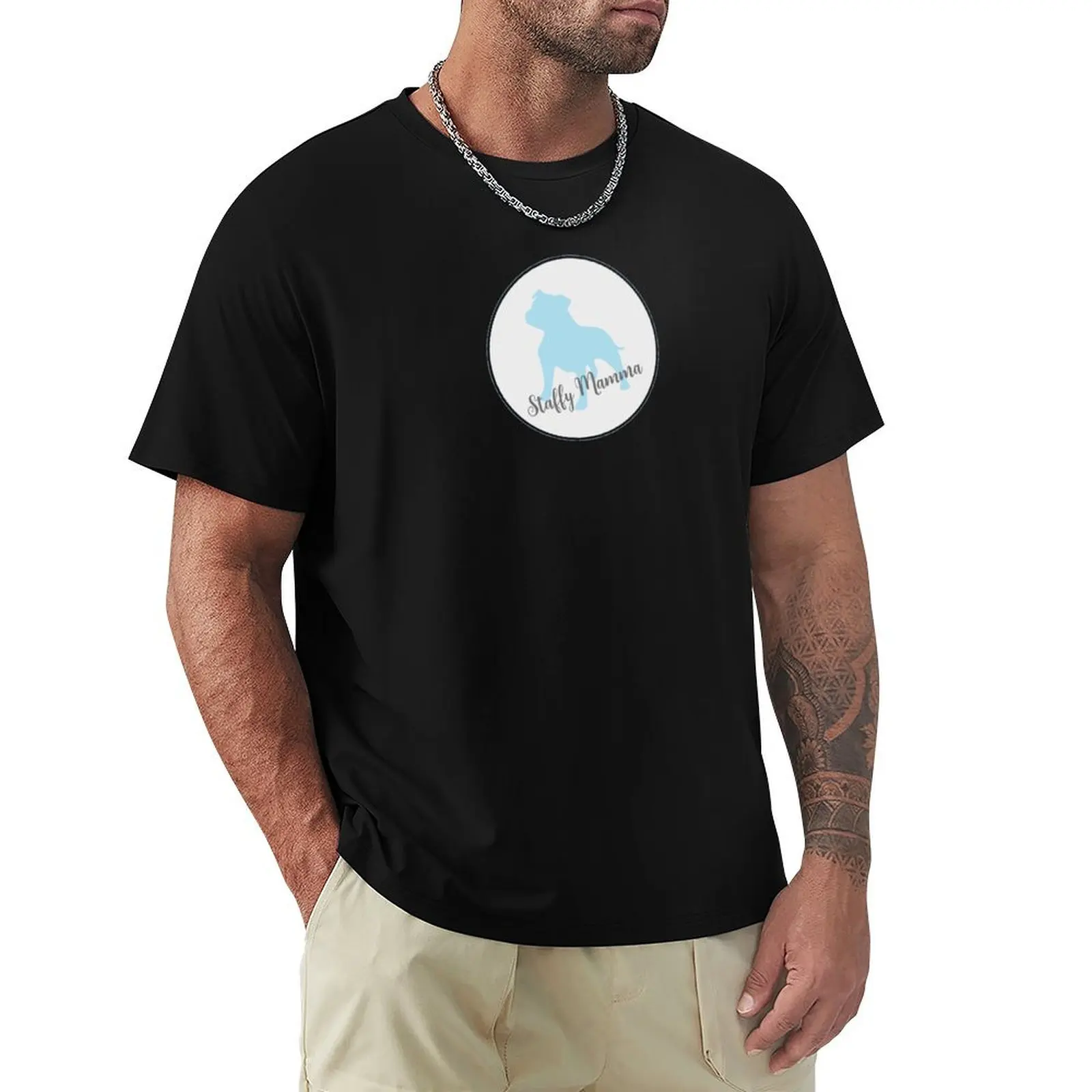 Staffy Mamma - Blue T-Shirt Industrial Work Tee Shirt