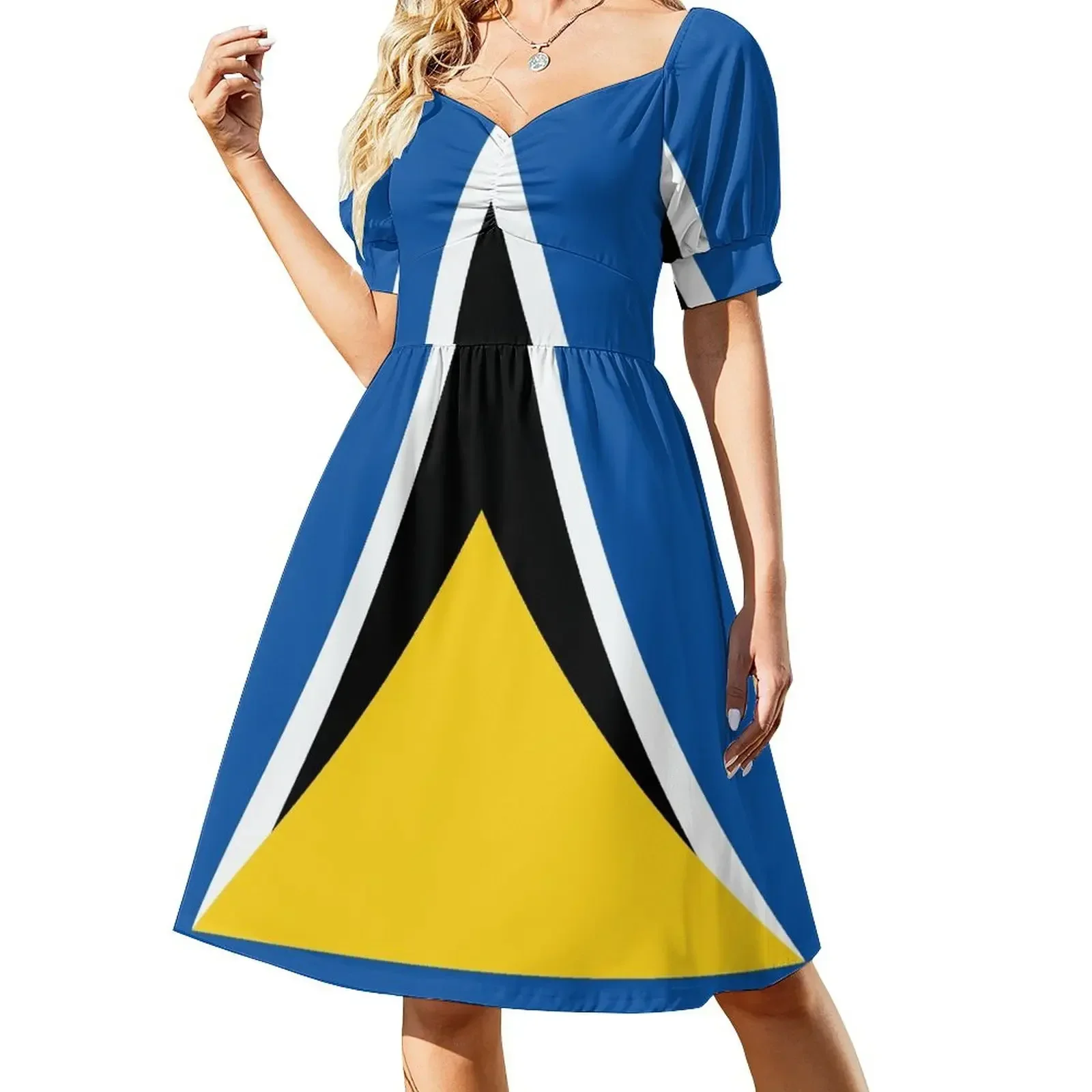 

Saint Lucia Flag Short-Sleeved Dress bandage dress Long dress