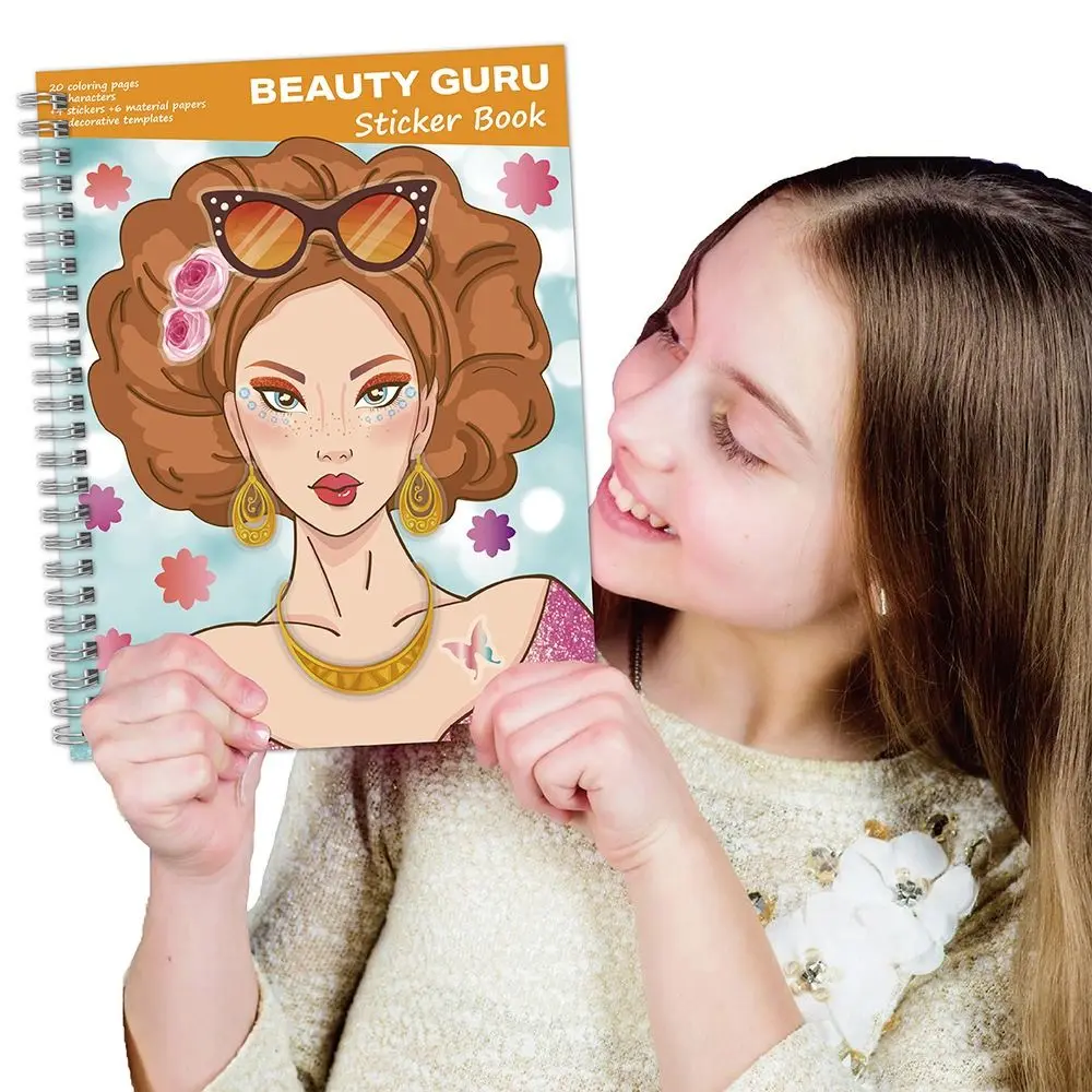 Coloring Dress Up Sticker Book Self-Adhesive Washable Coloring Sticker Book Fashion Dress Up Dress Up Sticker Set Activities