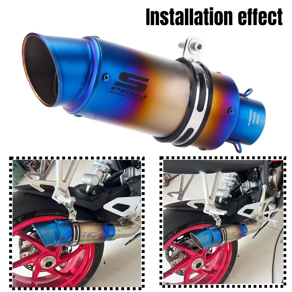 ماسورة عادم الدراجة النارية SC معدلة عالمية مقاس 51 مم/60 مم، من الفولاذ المقاوم للصدأ شبه أزرق مع تصميم DB Killer لـ 250SR Z900 DUKE390 #3