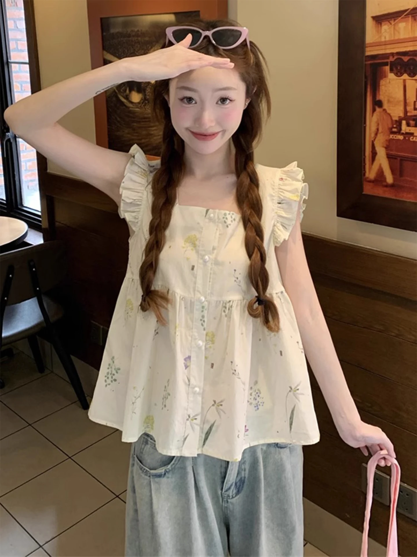 เสื้อเบลาส์พิมพ์ลายดอกไม้สไตล์ - Summer Clothing Young Women บทวิจารณ์และราคา