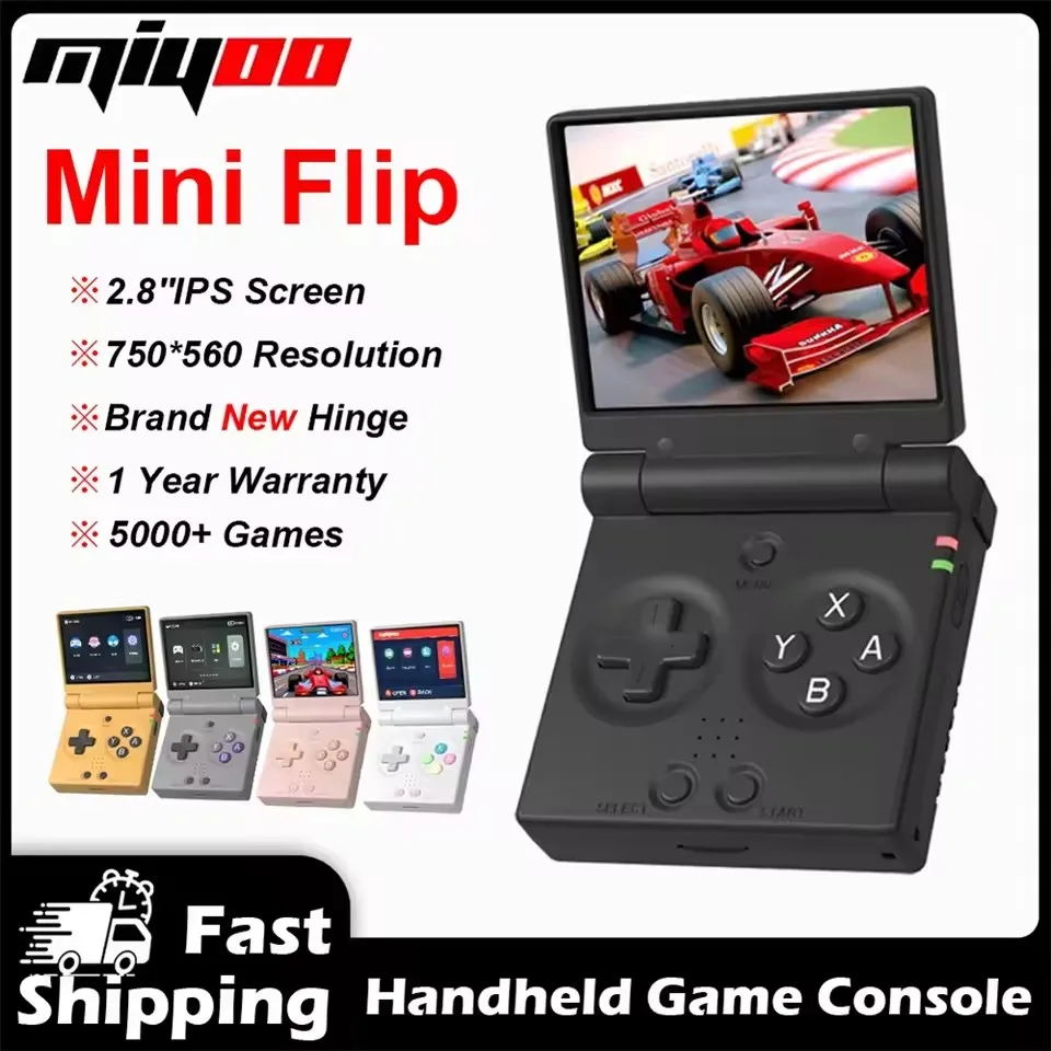 MIYOO ミニフリップレトロハンドヘルドゲームコンソール 2.8インチIPSスクリーン クラシックポータブルビデオゲームコンソールシミュレーター レトロイドプレーヤーギフト