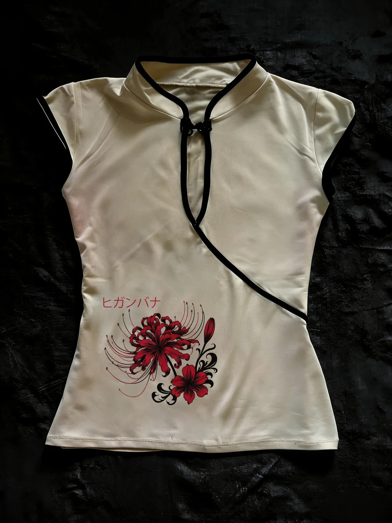 Fashion Versatile Casual Comfortable V-neck Buckle Summer Women Tops New Chinese Style Harajuku Embroidered Classic Slim T-shirt