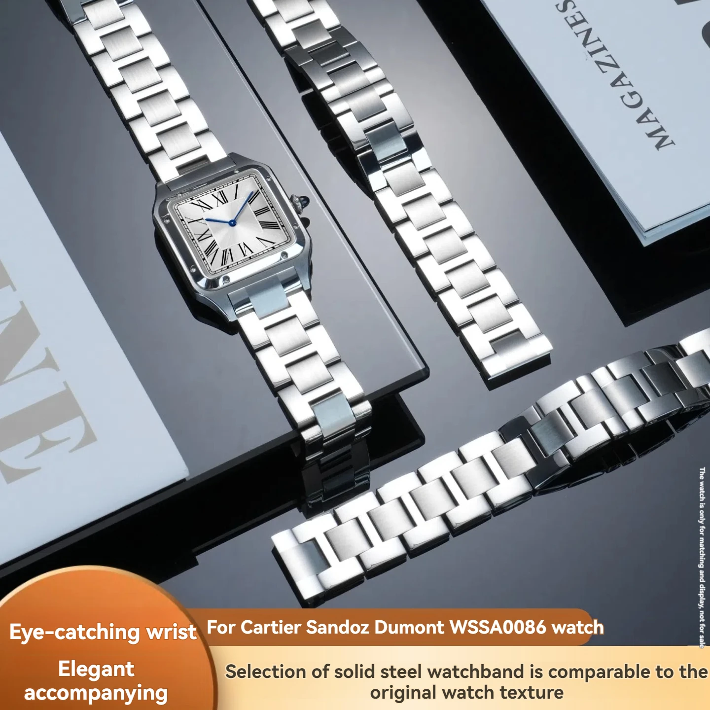 

Браслет Cartier Santos Dumont из стали с быстросъемным механизмом, 17,5 мм | Ремешок WSSA0086/WSSA0032 | Ремешок для часов из нержавеющей стали