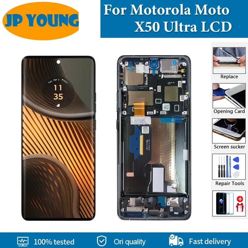 Original For Motorola Moto X50 Ultra LCD Display Touch Screen Digitizer Assembly For Moto X50Ultra LCD Replacement Parts