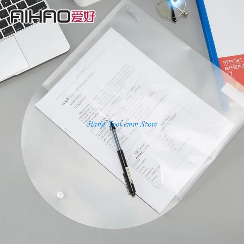 

H37F 10PCS Stationery Storage Folder Clear File Bag Button Document Bag