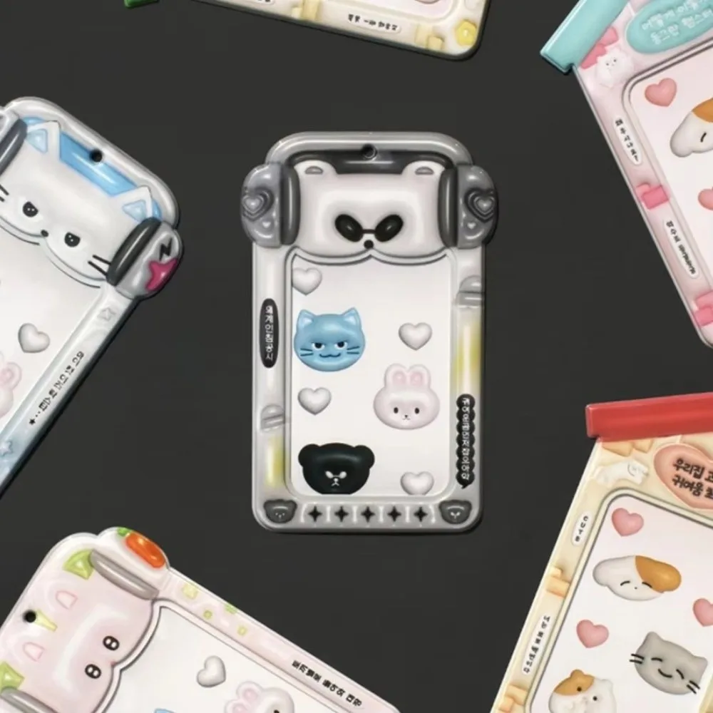 3-дюймовый держатель для фотокарт, мультяшный ПВХ ID, держатель для кредитных карт, твердый корпус с брелоком, защитные рукава для фотографий, маленькое хранилище для карт