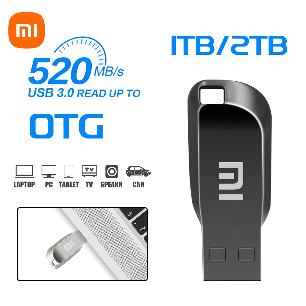 Xiaomi 2TB Metal USB 3,0 Memoria USB Pen Drive Pendrive USB Flash Drive 1TB de alta velocidad Cle USB Flash Memory Key USB Drive para PC