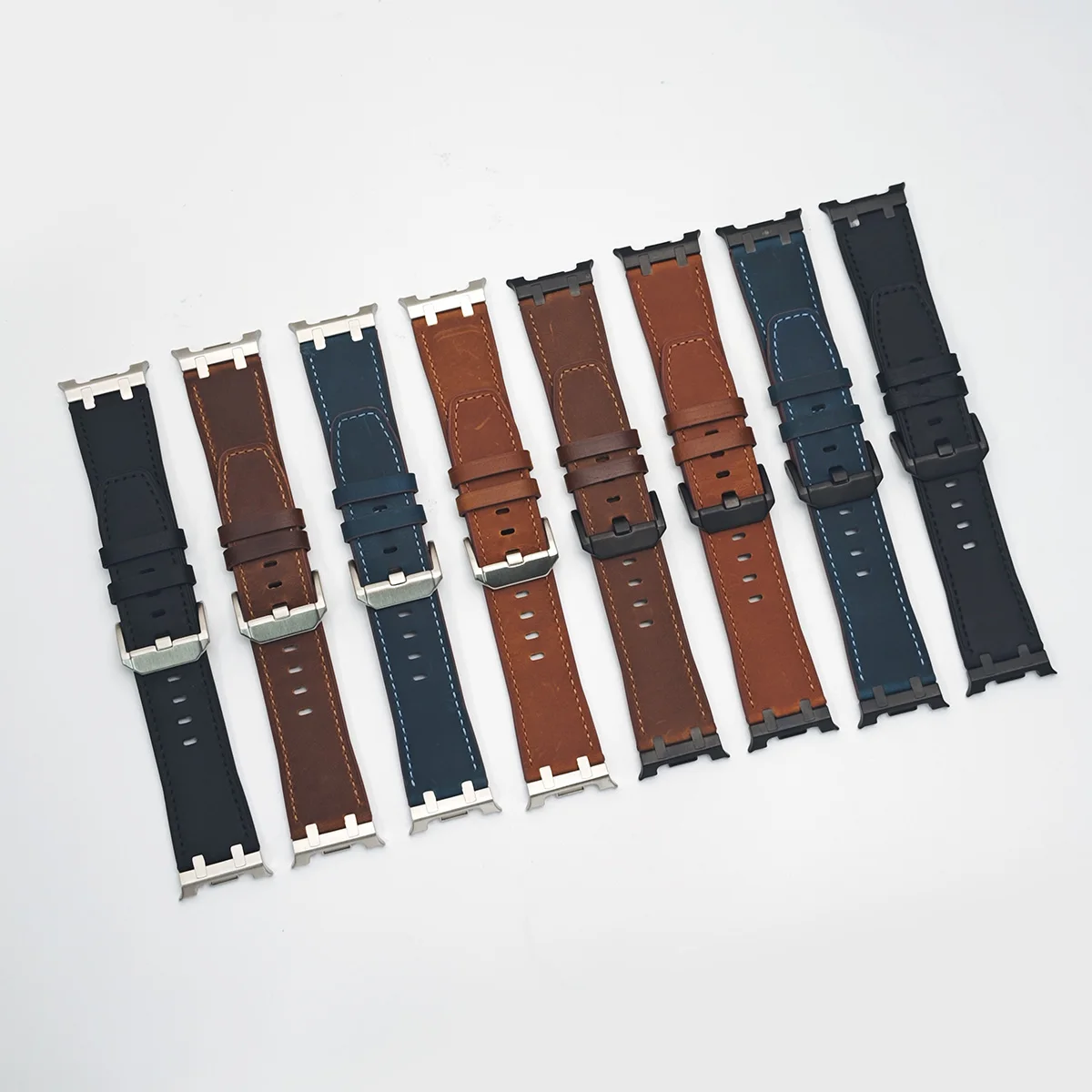 Leather Strap For Samsung Galaxy Watch 8 40mm 44mm 8 Classic 46mm Fine Vintage Crazy Horse Leather Band AP Adapters Wristbands