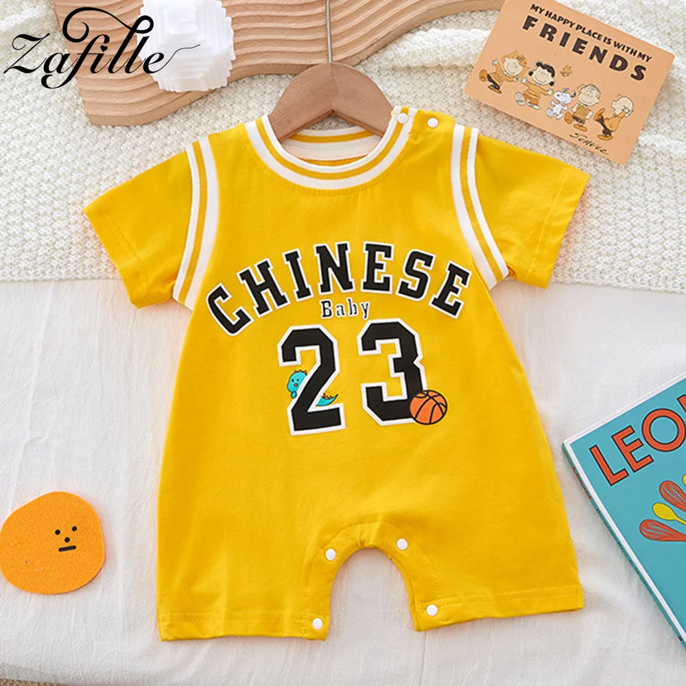 ZAFILLE 2023 Sport Style Baby Costume Boys Basketball Uniform For Boys Summer Newborns Jumpsuit Patchwork Kids Toddler Clothes