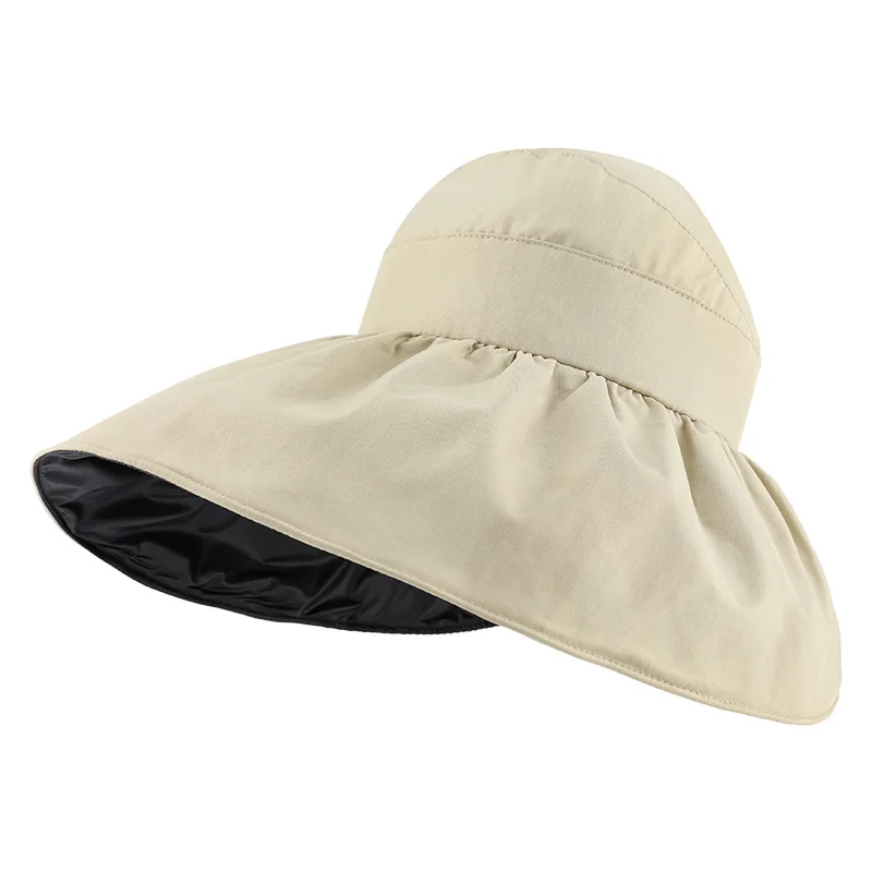 

CXH Summer Sun Hat UV Protection Big Brim Cover Face Can Be Tied Ponytail Sun Hat