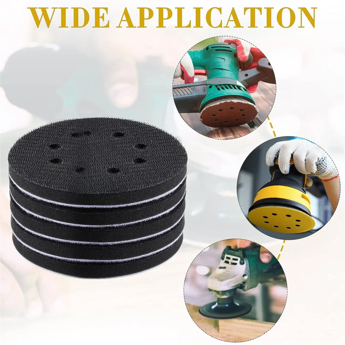 T88C 10 Pcs Soft Density Interface Pads 5inch 8 Holes Hook and Loop Sponge Cushion Buffer Backing Pad Sanding Interface Pad