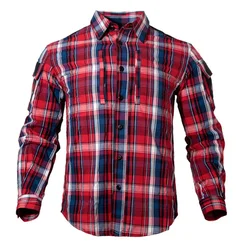 Plaid Tactical Shirt Men and Women, Long Sleeve, Cotton Clothes, Cycling, Camping, Hiking, Trekking, Fishing, Hunting, Cardigan