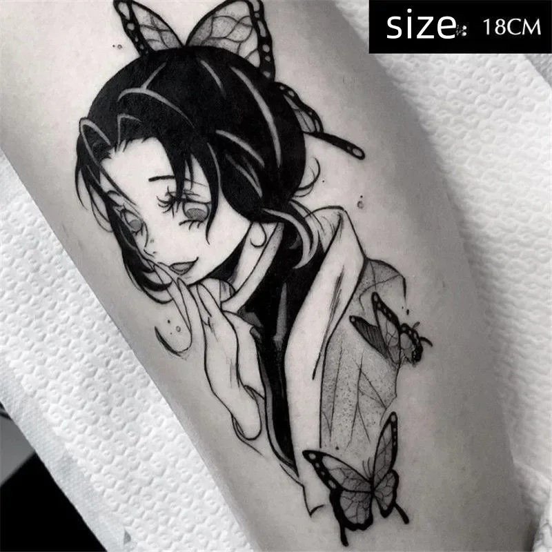 

Anime Kochou Shinobu Temporary Tattoos Cartoon Kimetsu No Yaiba Transfer Tatoo Body Art Waterproof Fake Tattoo Stickers