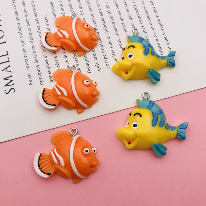 10pcs Resin Flatback Kawaii Animal Fish Charm Hot Selling Pendant for Keychain, Jewelry, Earring, Scrapbooking, DIY, Necklace