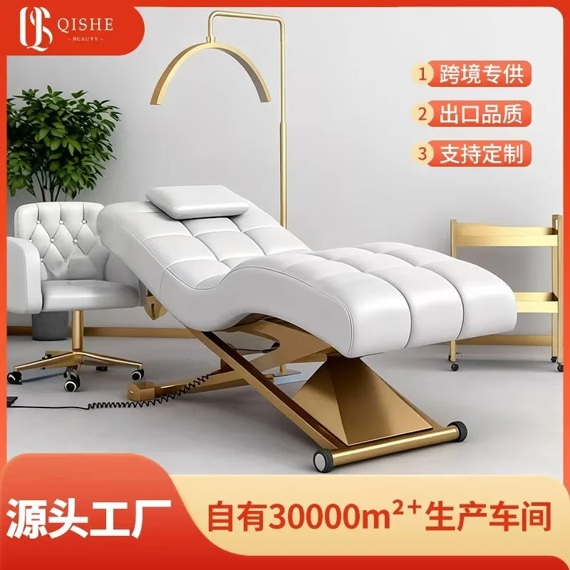 Cross-border high-end electric bed, special spa beauty eyelash bed for beauty salons, curved S-shaped massage beauty embr