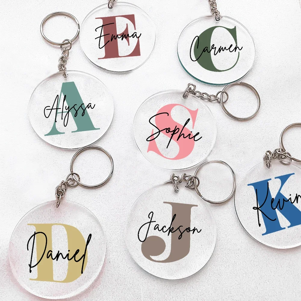 Personalized Letter with Name Keychain Pendant Key Chain Keyring Car Key Bags Jewelry Accessories Wedding Birthday Holiday Gifts