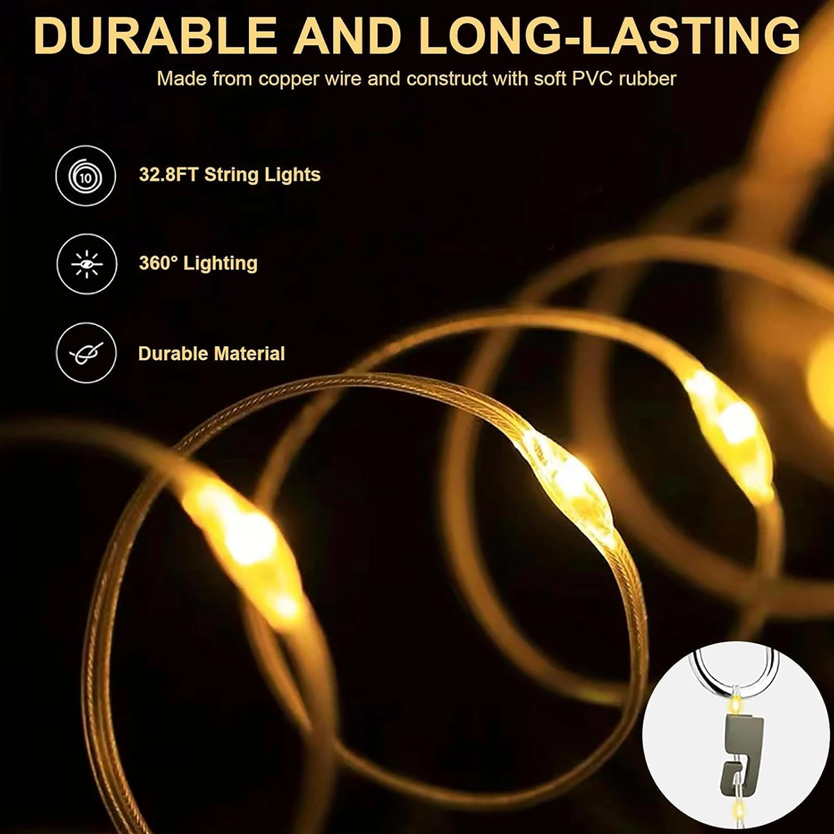 Led Camping Lamp Strip 10m Tent Outdoor Rgb 10meter Stowable String Decoração Luz Atmosfera Reciclável Belt Modos Impermeáveis