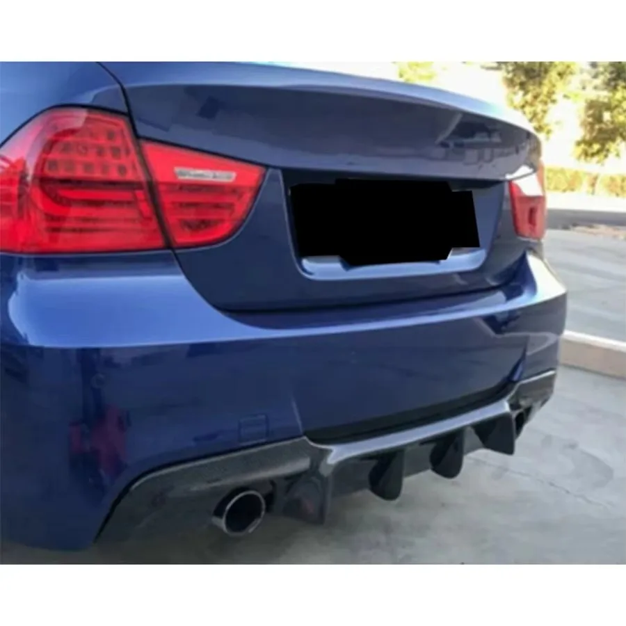 For BMW 3 Series E90 320 330 2005-2011 Carbon Fiber Car Rear Bumper Diffuser Rear Splitters Spoiler Back lip K Style Body Kit