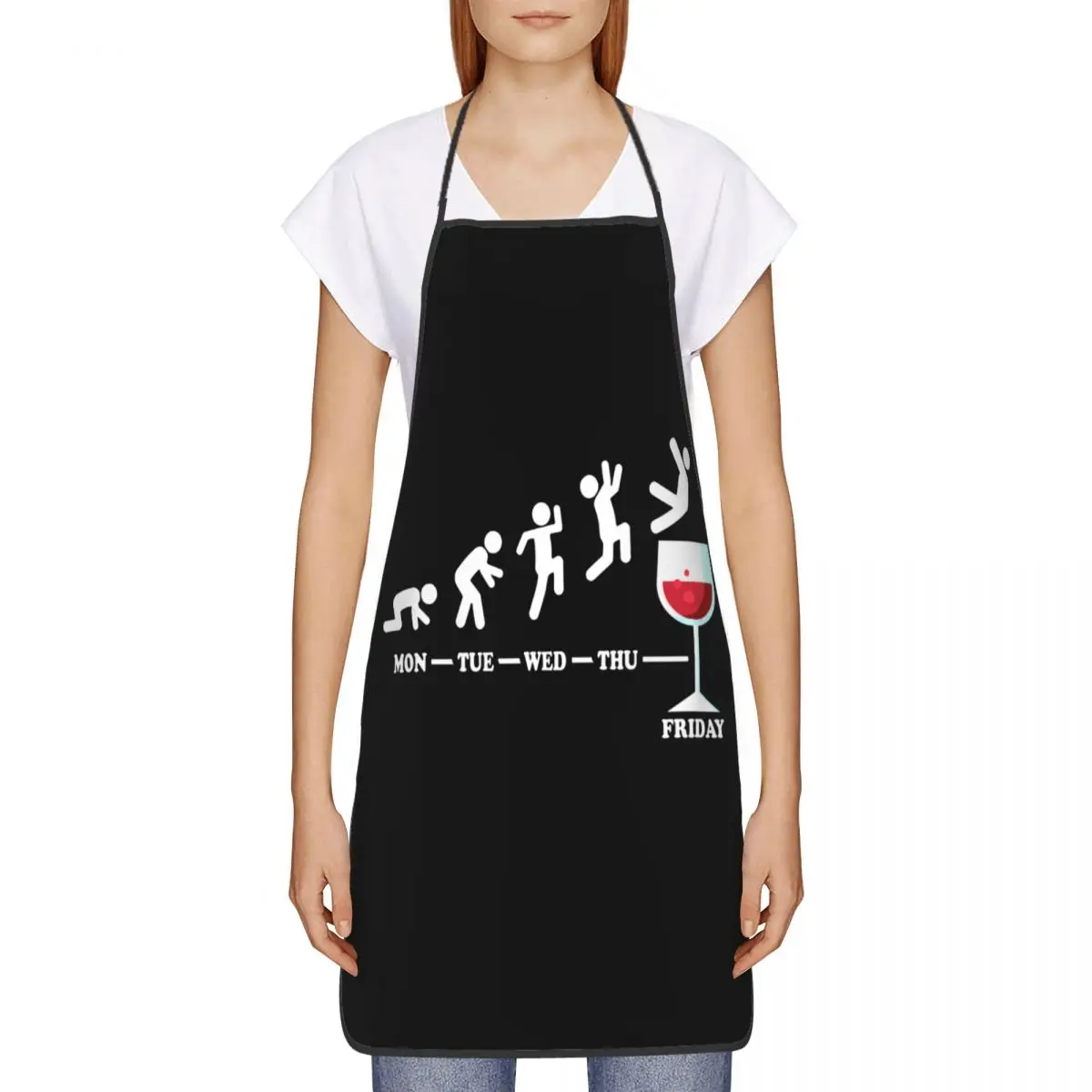 Wine Friday Weekend Apron Women Men Unisex Bib Cooking Kitchen Tablier Cuisine Chef Baking