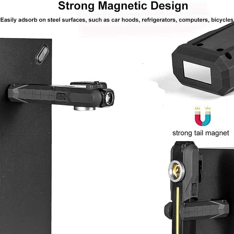 Rechargeable LED Work Light,UV Flashlight With Magnetic Stand Rotate,Inspection Light For Car Repair,For Camping,Et