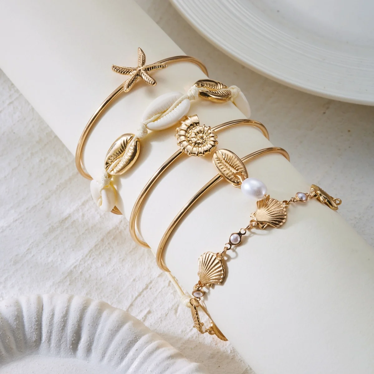 Böhmisches Mehrschichtiges Seestern-Muschel-Armreif-Set für Damen und Herren, Sommer-Strand-Urlaub, klobiger Armreif, Party-Schmuck – Detail 26