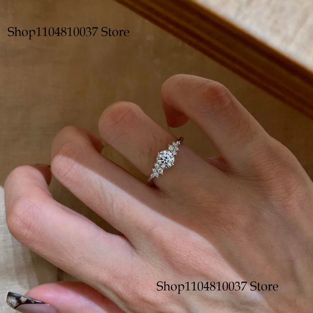 New 925Sterling Silver Snowflake Diamond Ring for Women: Simple, Stylish, Versatile Design, Luxurious, Niche, High-End Open Ring