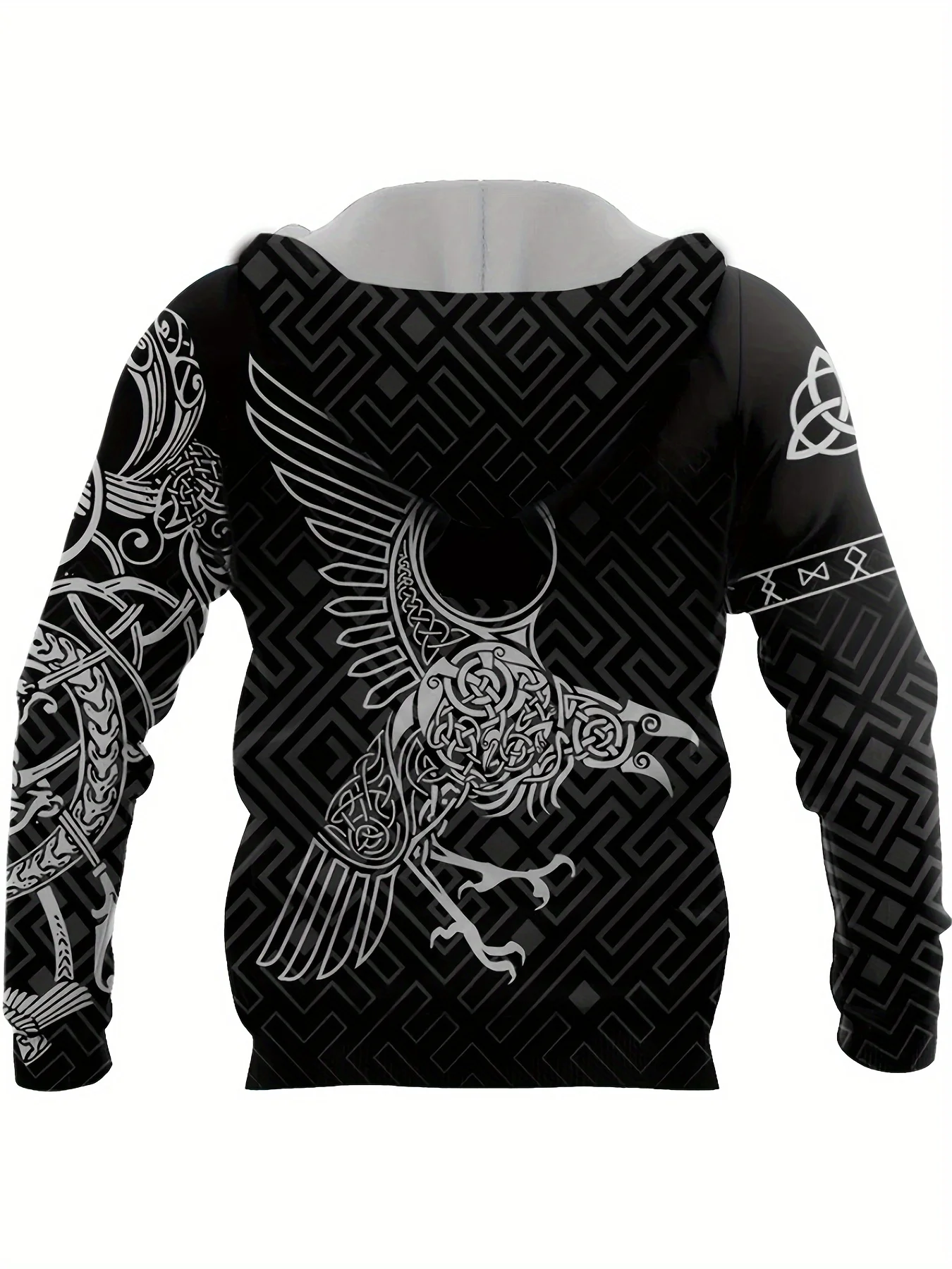 Men's Hoodies Raven Tattoo 3D All Over Printed Harajuku Style Mens Comfortable Casual Pullover Sweatshirt for Spring and Autumn