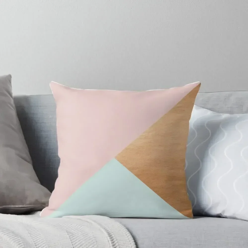 

Pastel Pink, Mint and Rose Gold Modern Triangle Piece Throw Pillow christmas decorations 2025 Pillow Covers Decorative pillow