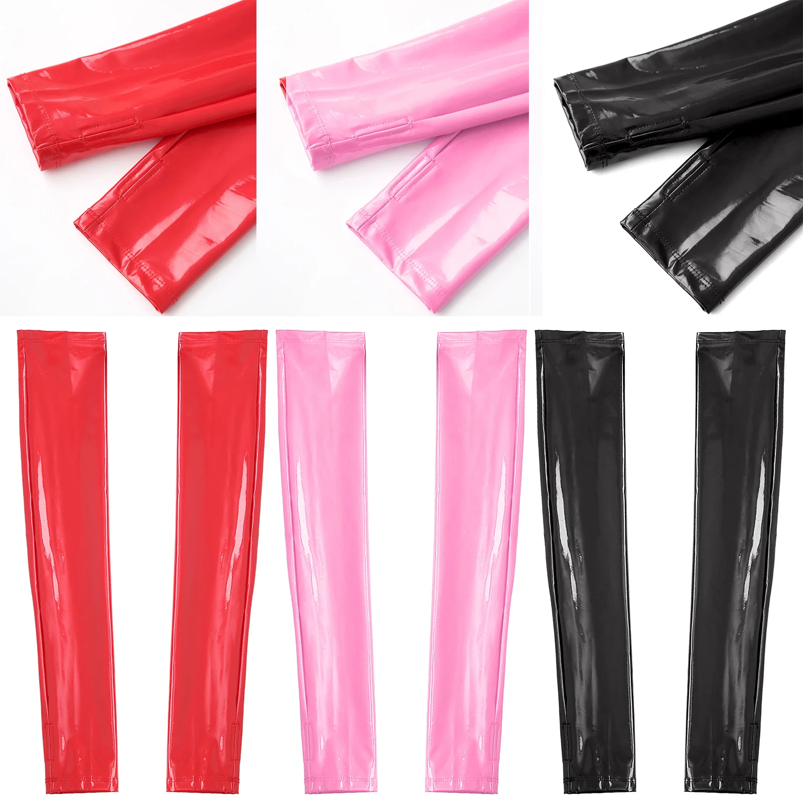 1 Pair Women Lady Glossy Gloves Patent Leather Classic Fingerless Long Gloves Cosplay Party Clubwear Fashion Apparel Accessories