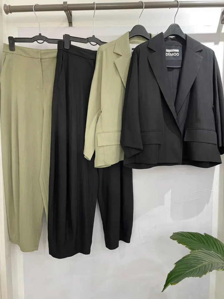 

Summer New Style Korean Simple Business Commute Loose Slimming Comfortable Suit Jacket Wide Leg Pants Set Women's Fashion