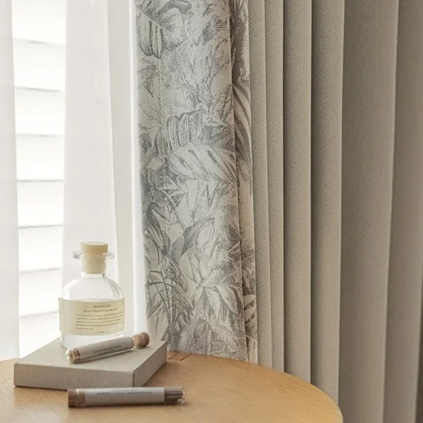 Light Luxury Cotton and Linen Blended Jacquard Curtain Fabric Sun Protection Advanced Bedroom Fabric Full Blackout Curtain
