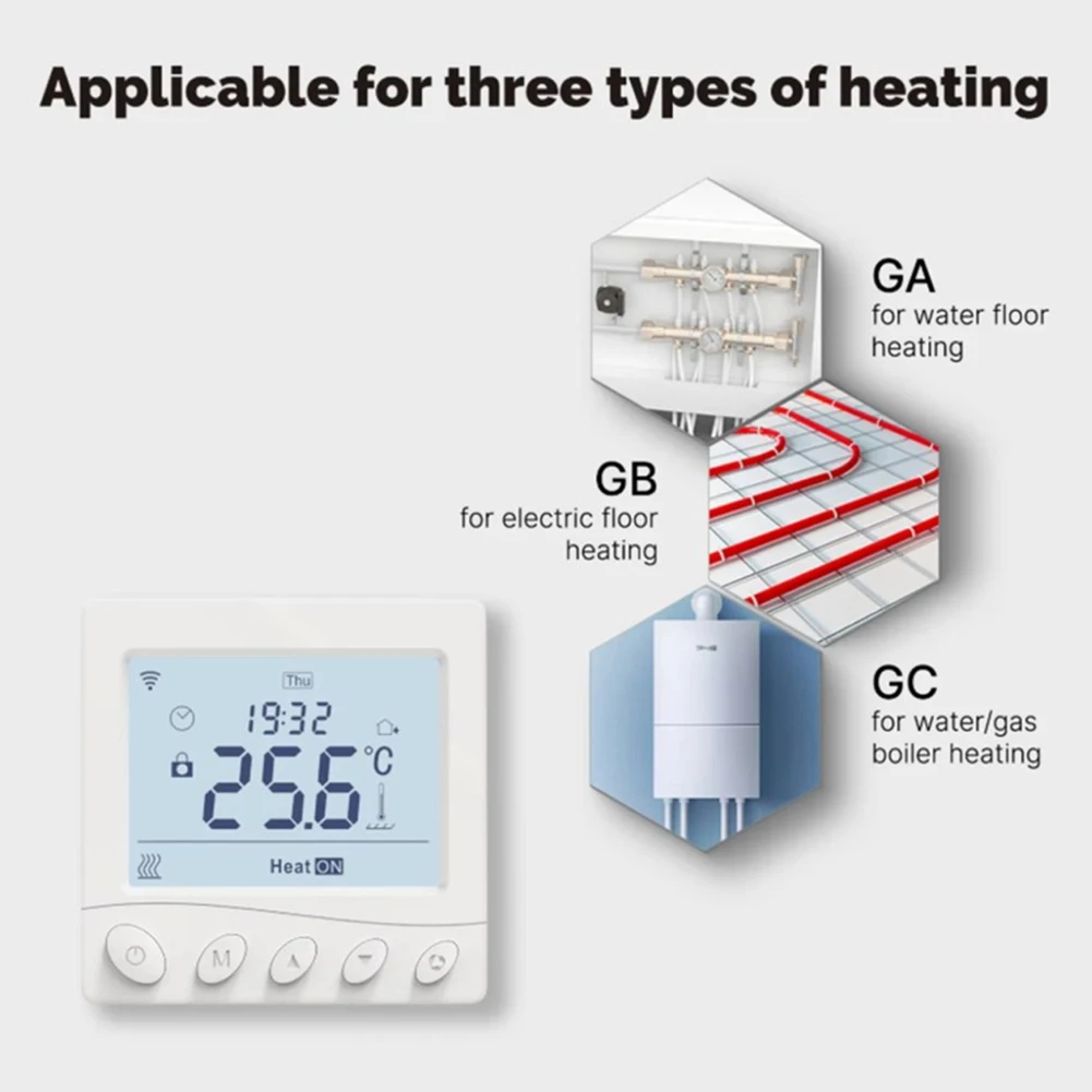 

Водяной термостат для подогрева пола с программируемым удаленным приложением WLAN Голосовой помощник и блокировкой от детей Защита от мороза Энергосбережение