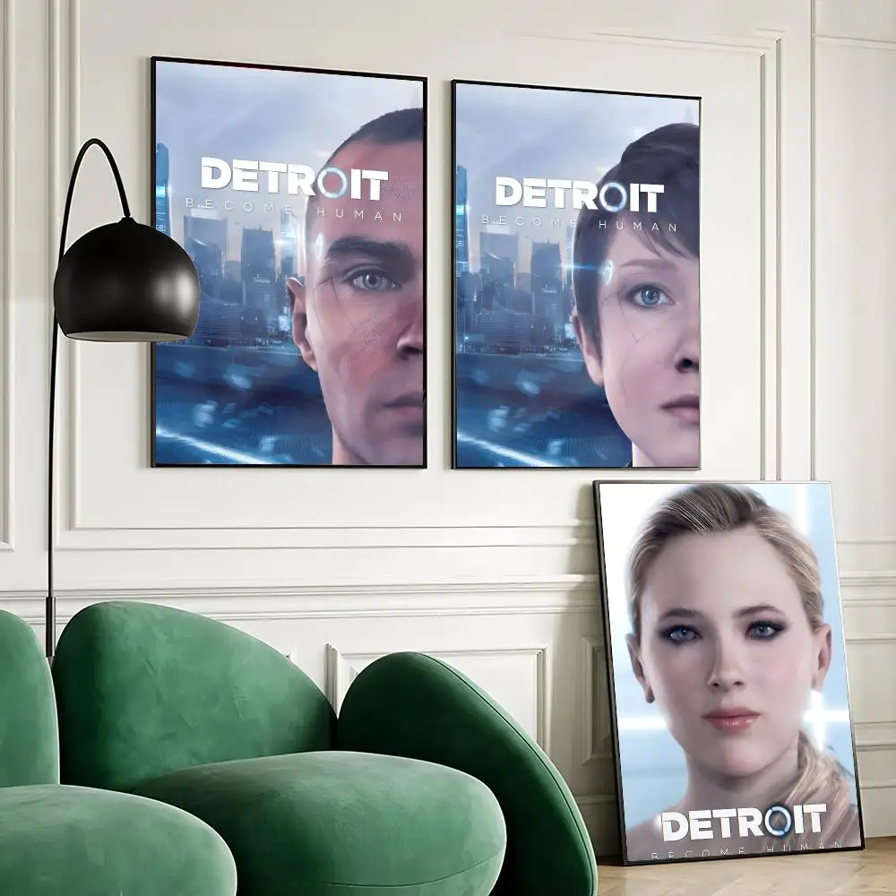 D-Detroit Become Human Game Poster Decorative Wall Art Stickers Mural Photo Print for Home Living Room Hallway Decor