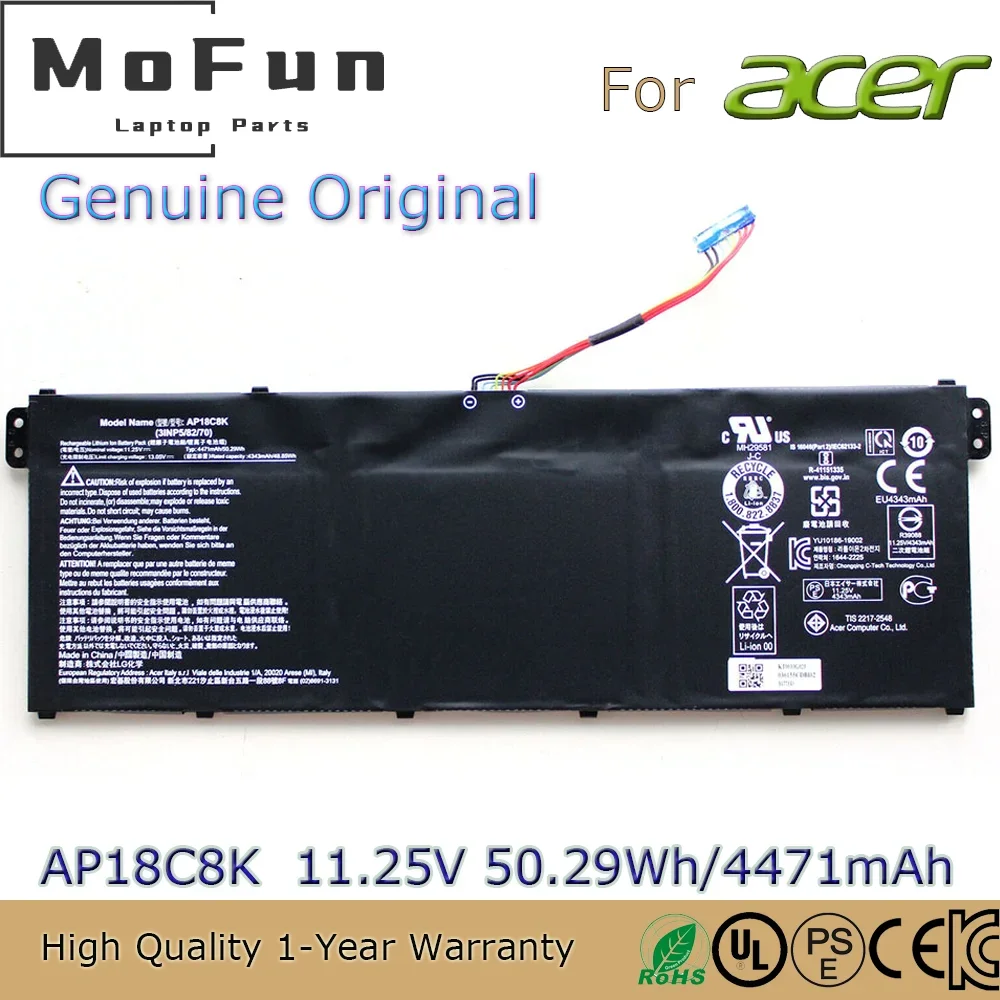 

Совершенно новый оригинальный аккумулятор для ноутбука AP18C8K 11,25 В 50,29 Втч для Acer Chromebook Spin CP713-2W 5 тонких A515-54 A515-43 Aspire 5 и т. д.