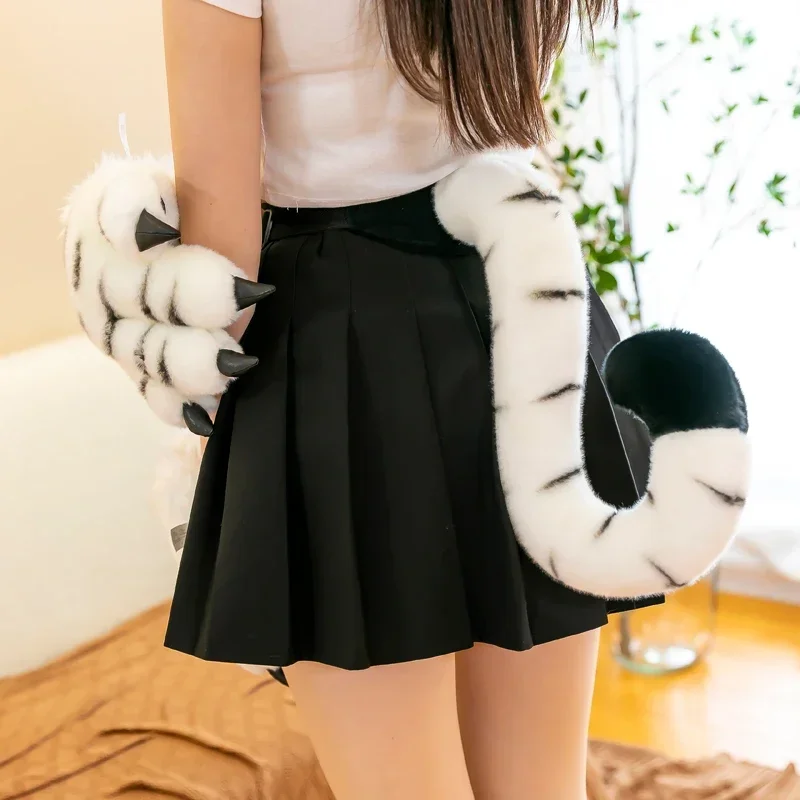 Almofada Decorativa para Crianças, Boneca de Planta Recheada, Garras De Cauda De Tigre, Girafa, Faixa De Cabelo De Tigre Branco, Luvas, Adereços De Feriados