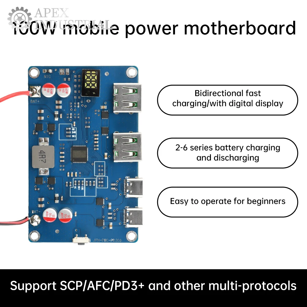 

100W Power Bank Bidirectional Fast Charging Mobile Power Bank Module for Lithium Battery Charger Board Support QC2.0/QC3.0/C3.0+