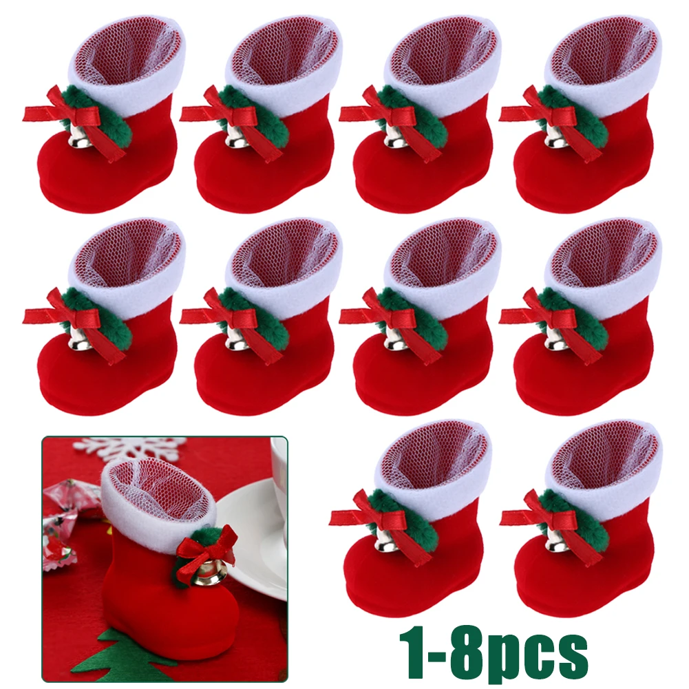 1/2/5/8Pcs Christmas Gift Candy Boots Home Party Decor Christmas Santa Claus Candy Boots Mini Xmas Tree Decoration Pendant 2023