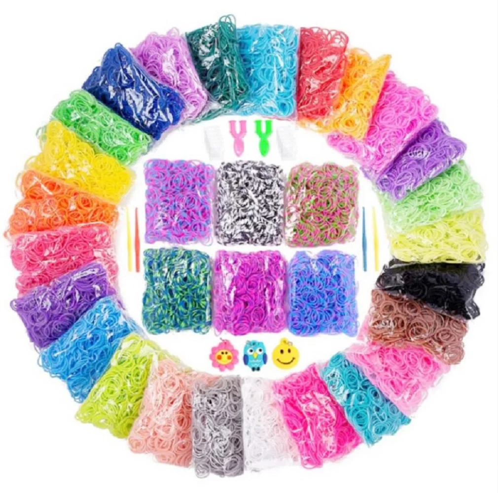 300 Colorful Loom Bands Rubber Band Candy Color Bracelet Making For DIY Rubber Bands Woven Bracelet Necklace Girls Toys Gifts