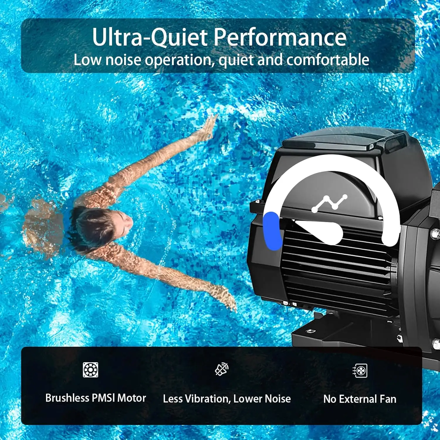 

Smart Variable Speed Pool Pump, 1HP, 110-120V – Ultra-Quiet, App Controlled, Energy Saving, for In/Above Ground Pools