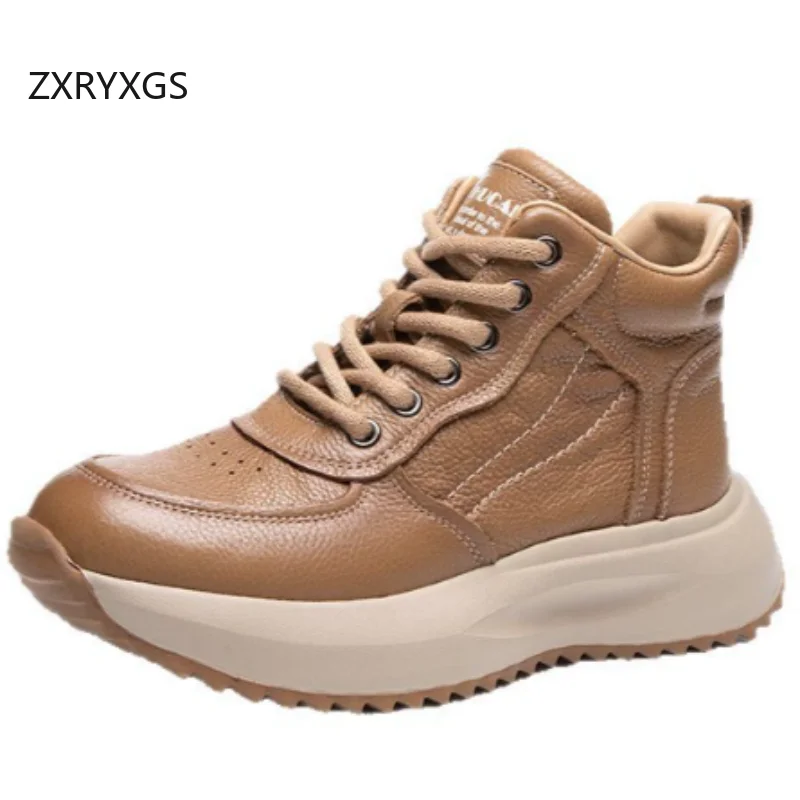 

ZXRYXGS Top Cowhide Thick Sole Increase Shoes Wedges Single Boots 2026 New Autumn Winter Sneakers Comfortable Women Casual Shoes