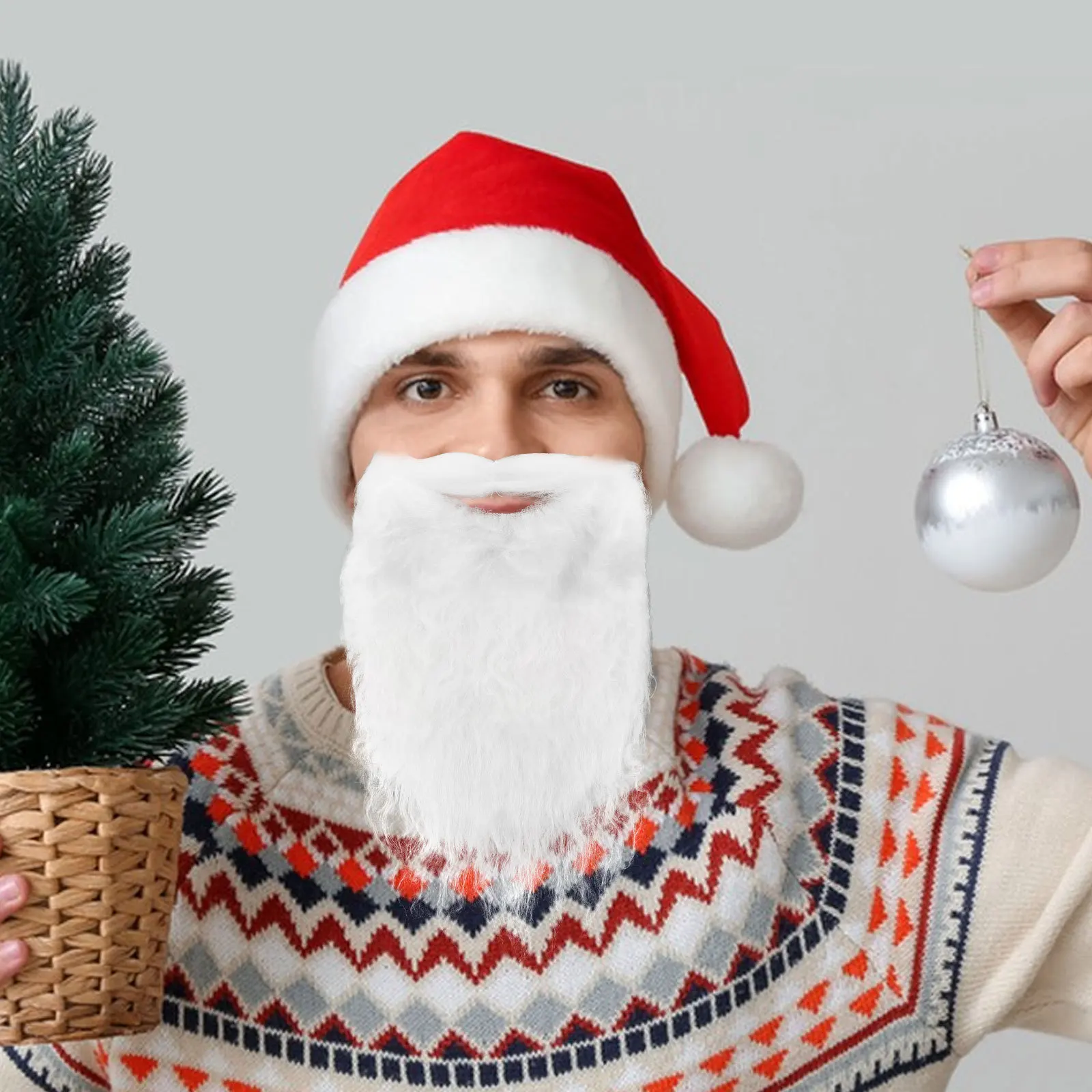 

Santa Claus Curly Beard for Christmas Costume Party Cosplay Festival Performance Prop White Santa Beard Accessory