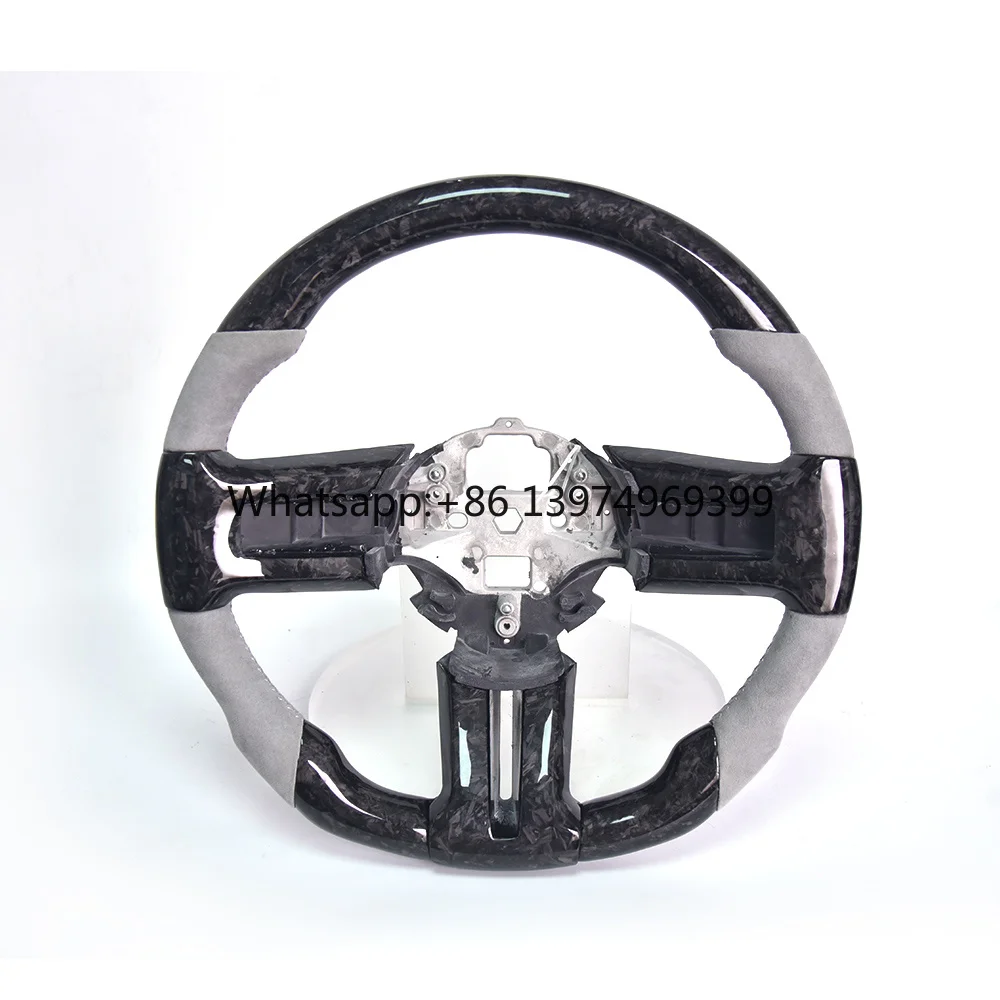 CarbonStep for Mustang 2014 Sports Steering Wheel Assembly-Forged Carbon Fiber Leather for Materials Perforated Design