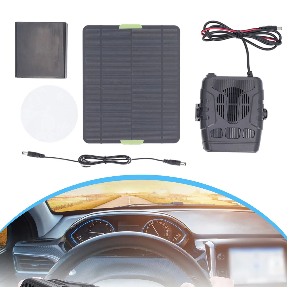 30W Solar Panel With Car Fan Heater Set Drying And Heating Winter Car Pet House Warmer Car Heater With Battery Box