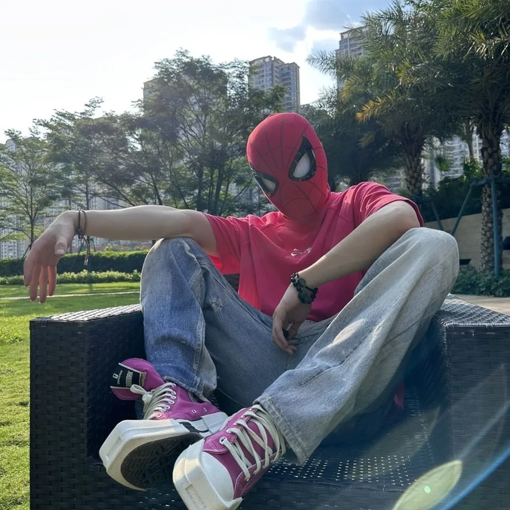 Mascara Spiderman Headgear Cosplay Moving Eyes Electronic Mask Spider Man 1:1 Remote Control Elastic Toys For Adult Kids Gift