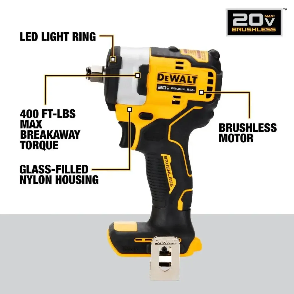 DEWALT DCF911 1/2in Brushless Cordless Impact Wrench with Hog Ring Anvil 20V Lithium Power Tools 3250IPM 338NM Bare Tool